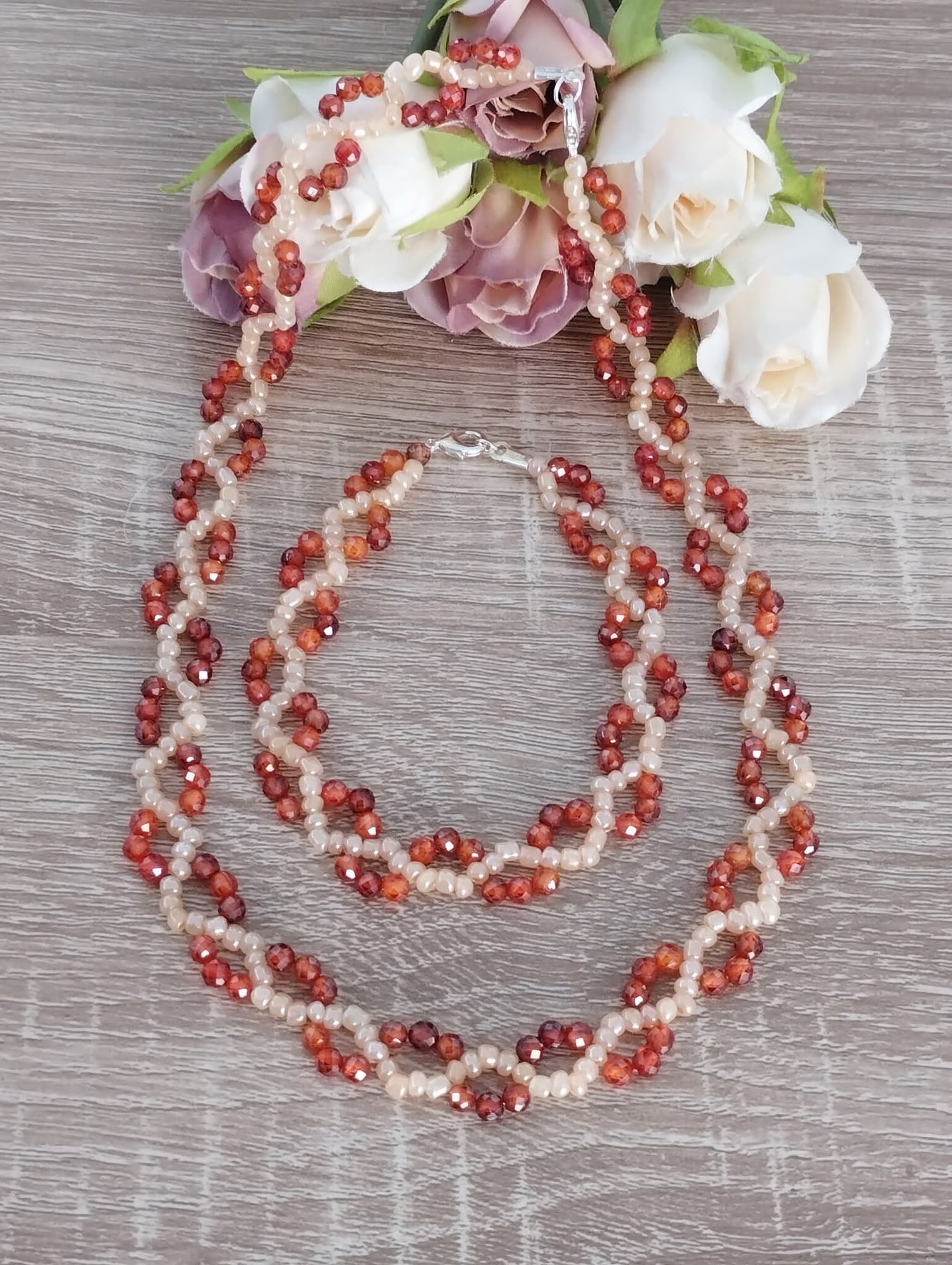 Colar e pulseira", joia feita à mão